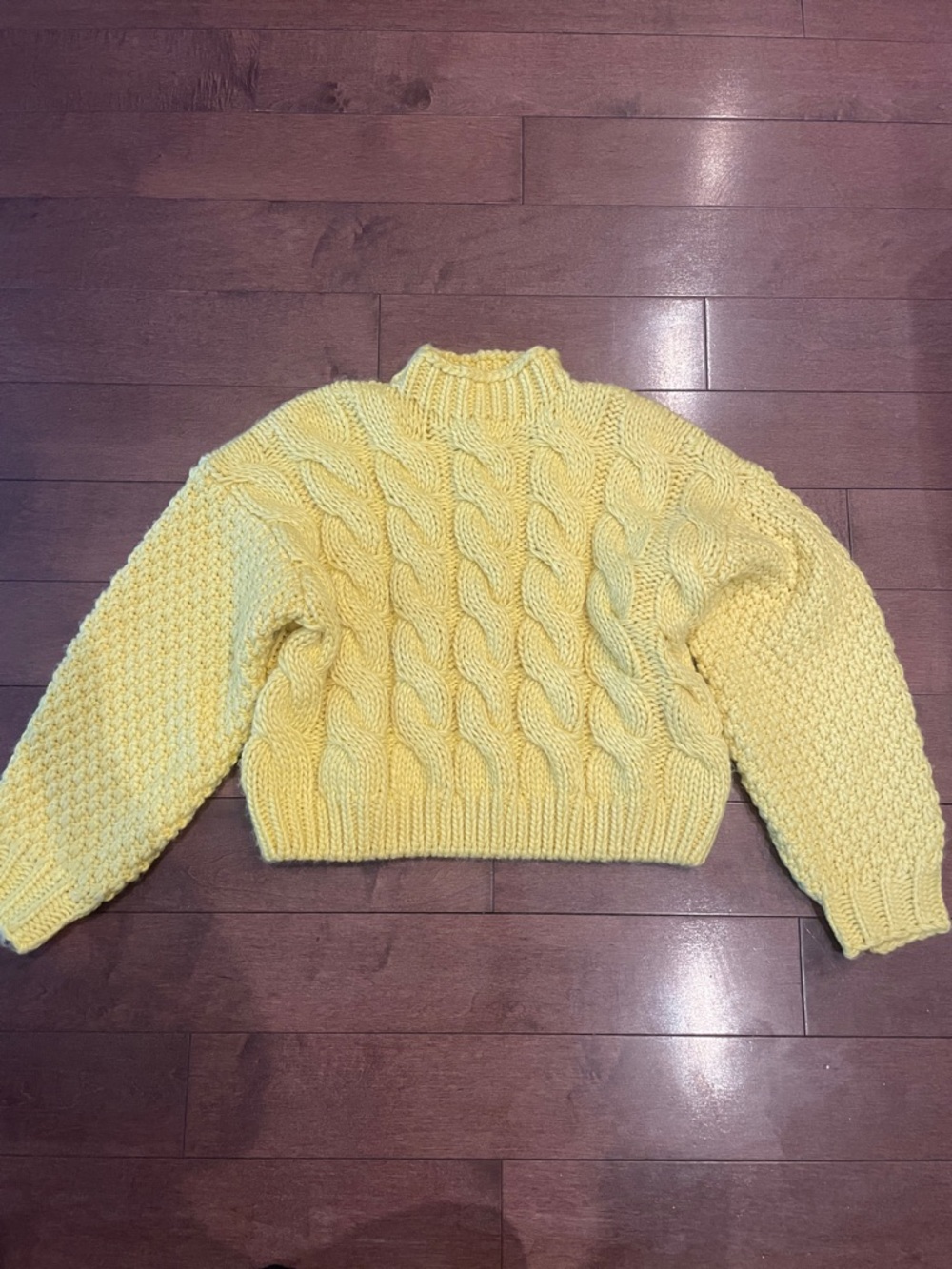 New With Tags Zara Yellow Cable Knit Turtleneck Sweater